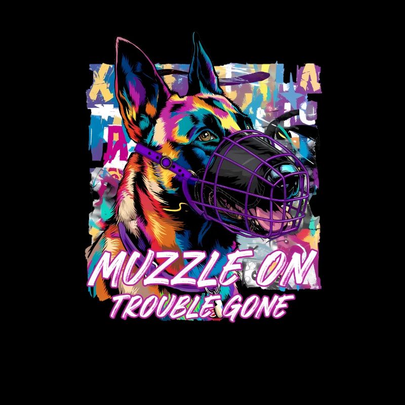 Muzzle on Trouble gone - Malinois