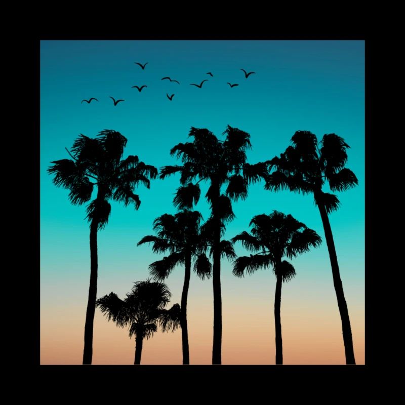Coucher de soleil avec des palmiers