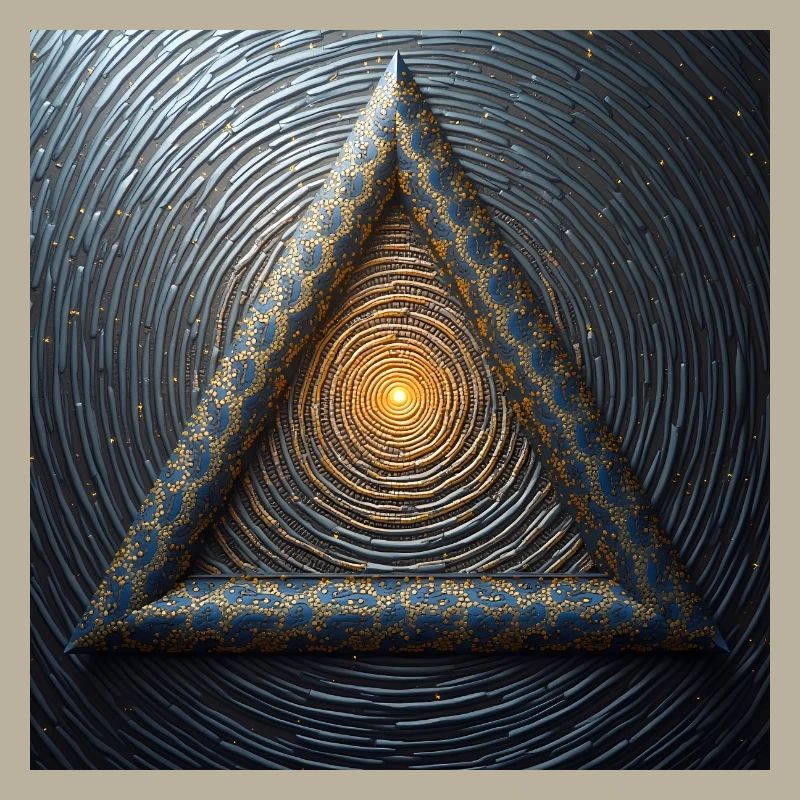 Magic triangle in front of glowing circle pattern