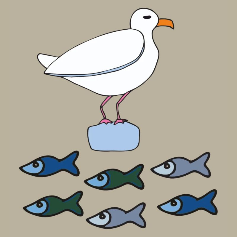 Seagull with fish