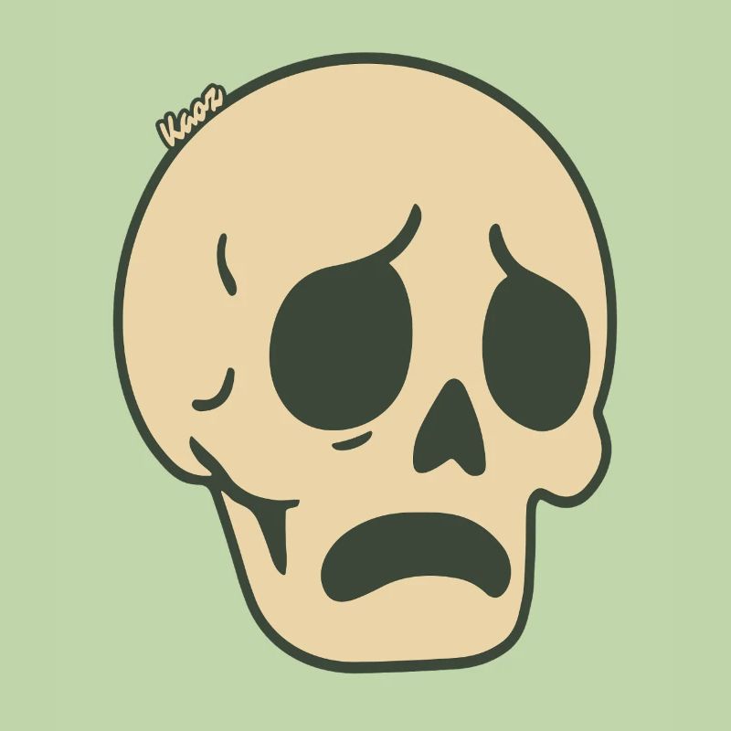 Sad Skull Comic Sticker Design
