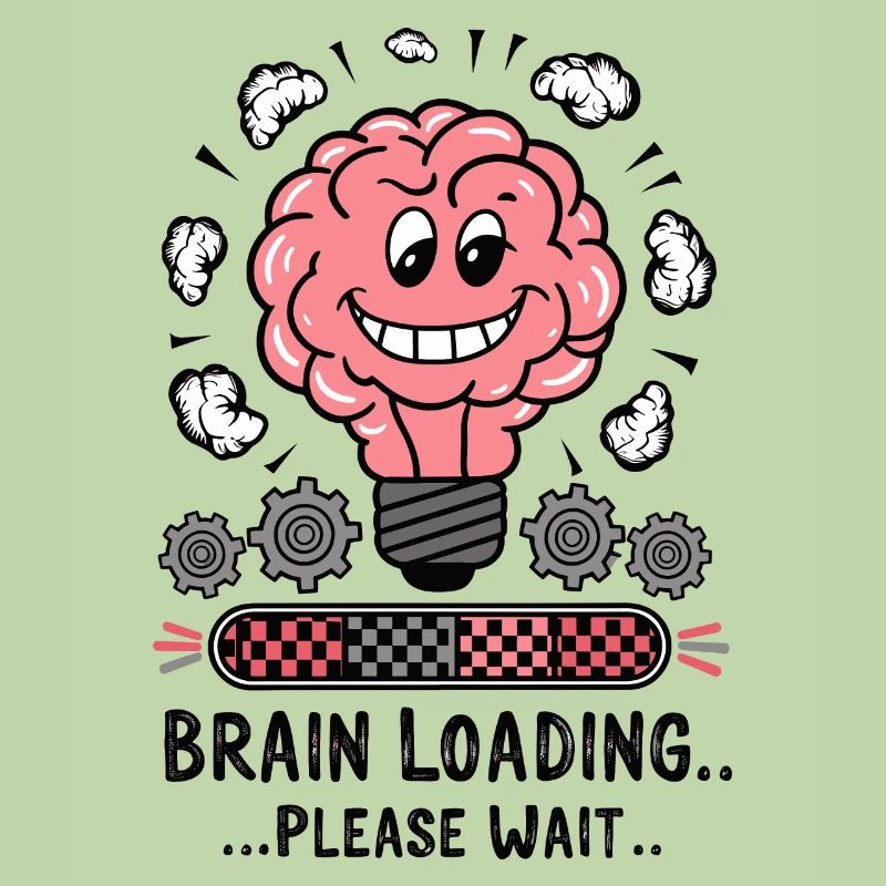 Brain Loading Please Wait Funny Cartoon Humor