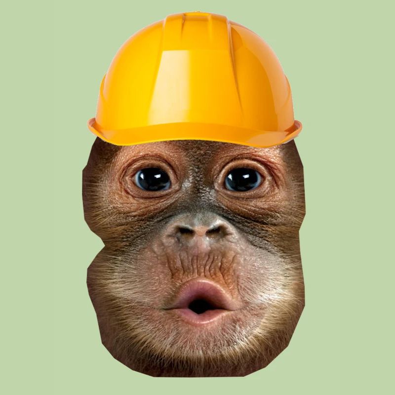 Affe mit Bauhelm