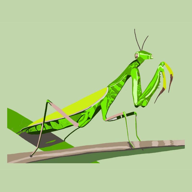 Praying mantis from the side on a leaf