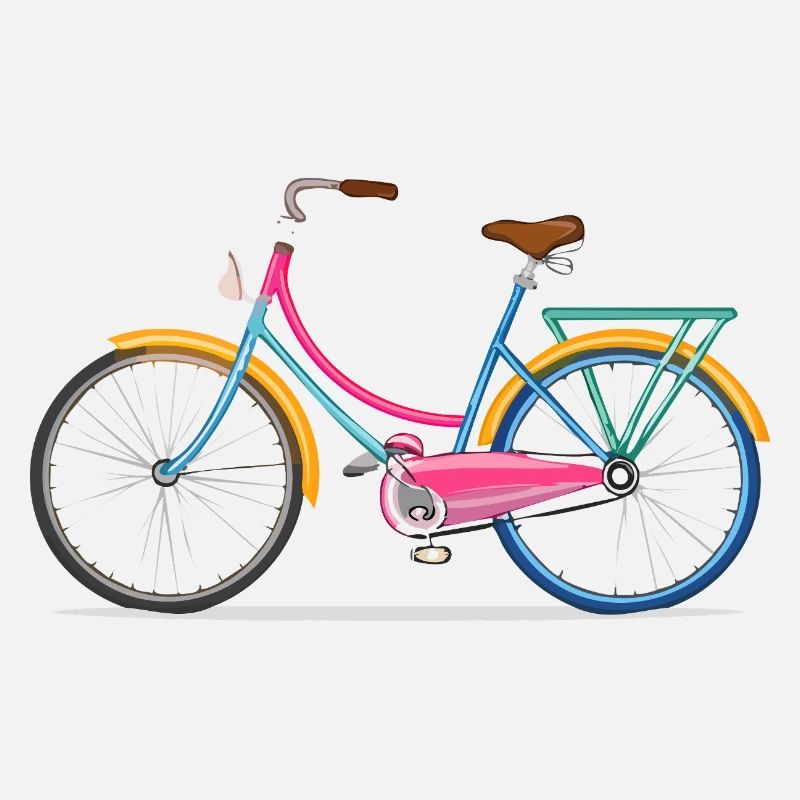 Technical drawing, vintage, bicycle, colorful