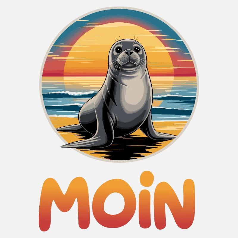 Mignon phoque Moin sur la plage Coucher de soleil