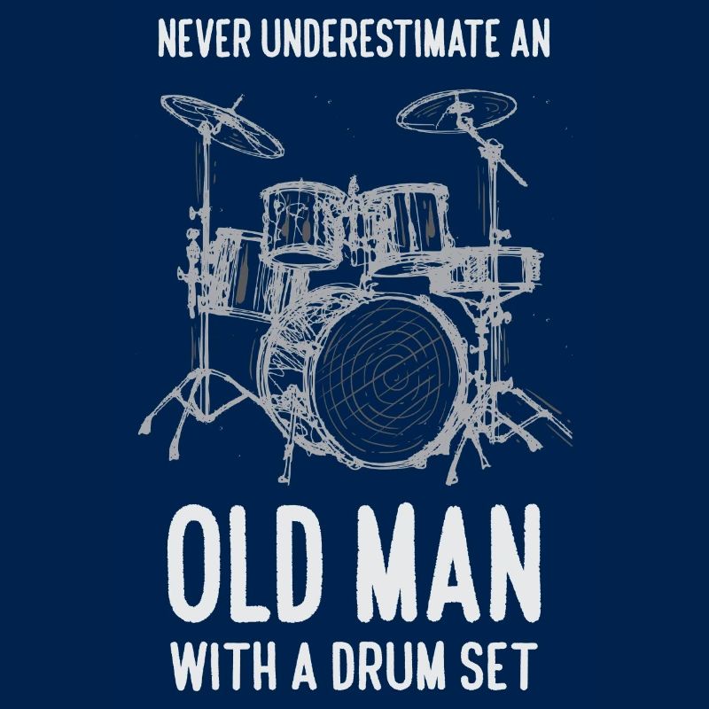 Funny Old Man With Drum Set Drummer Grandpa