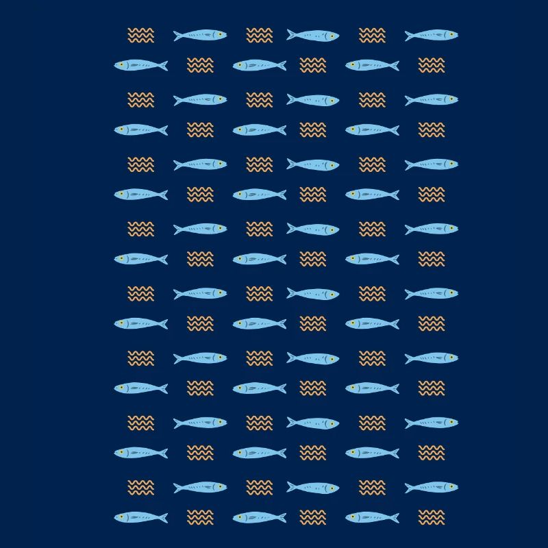 Minimalist Sardines and Waves Pattern for Summer