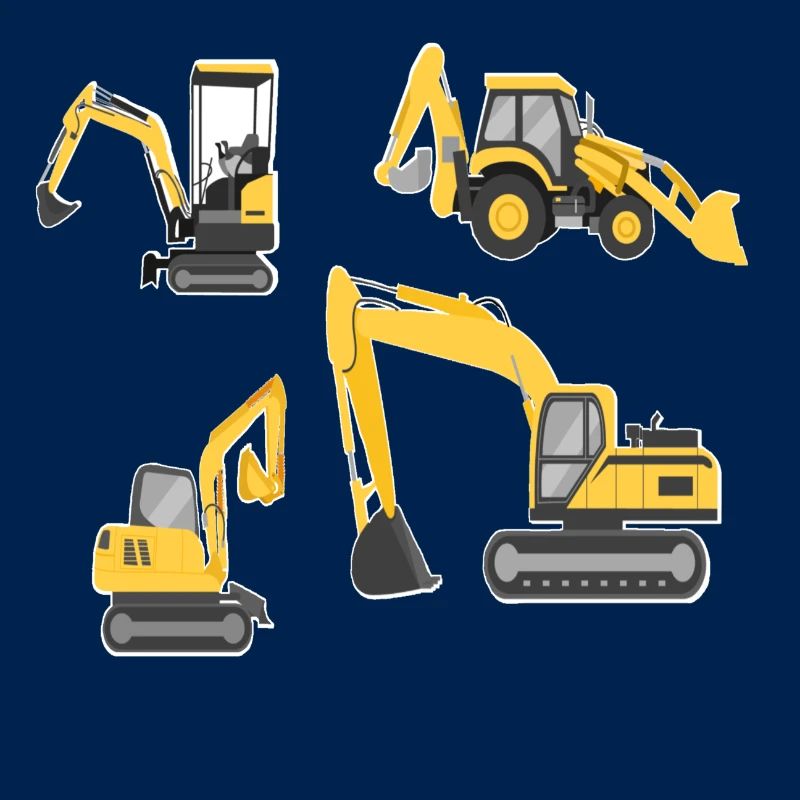 Construction machinery, excavators Young vehicles construction site FUN