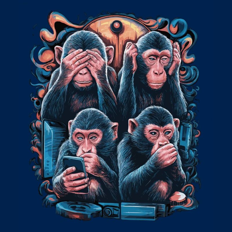 singe sage avec téléphone portable drôle multi conception multimédia