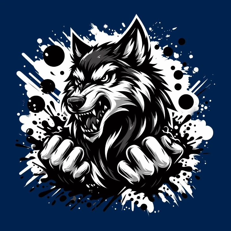 Loup noir et blanc