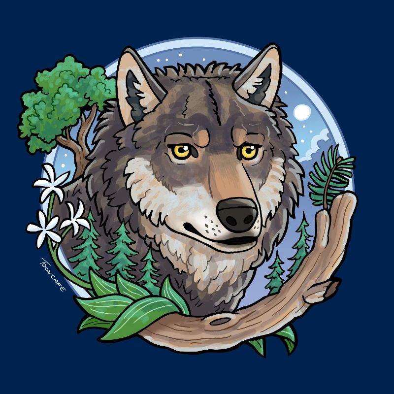 Wolf mit Landschaft