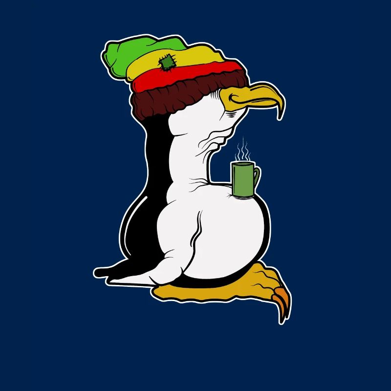 Tux Linux Pinguin Kaffeepause Computerfreak Rasta