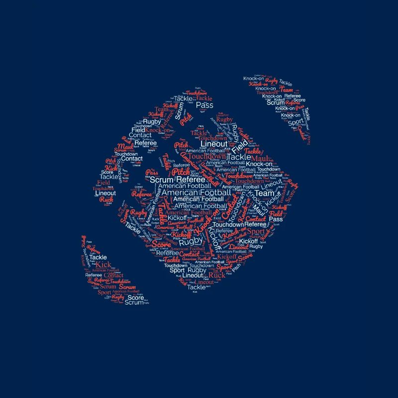 Tee graphique de rugby avec conception de motifs de mots.