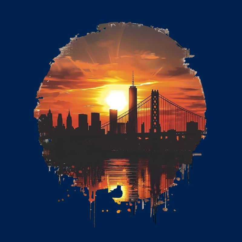 Panorama du coucher de soleil avec skyline
