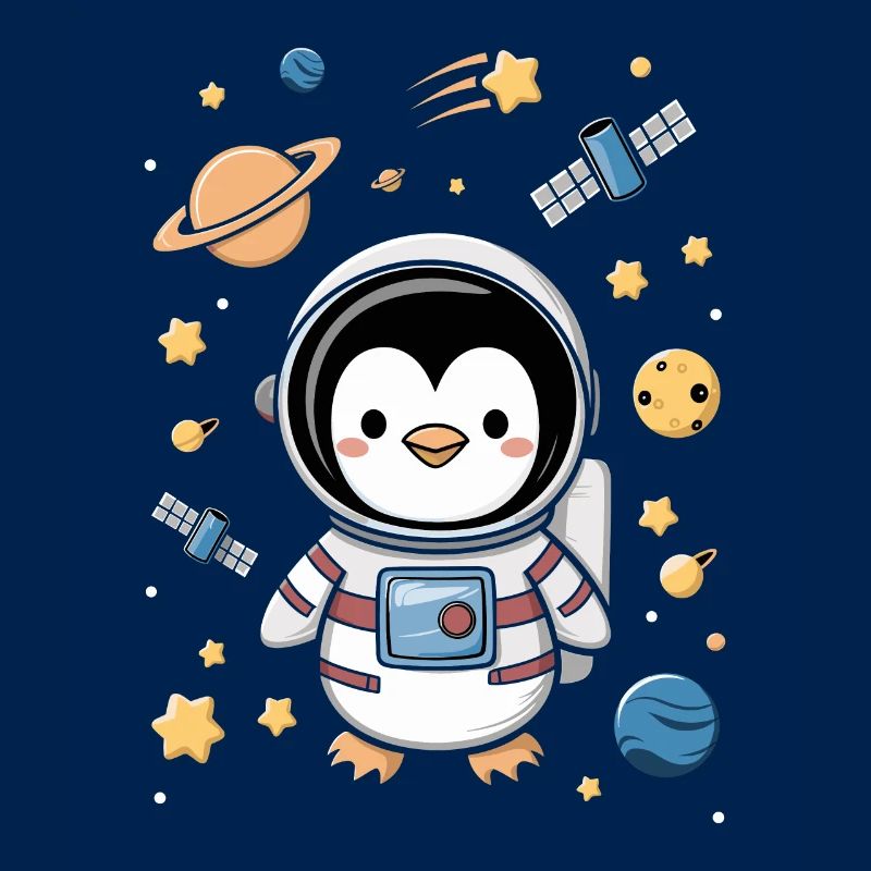 Astronaute d’aventure de pingouin de l’espace