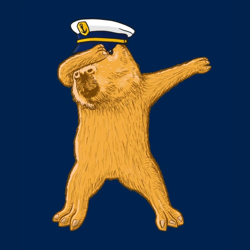Capitaine de bateau Capybara avec casquette de capitaine