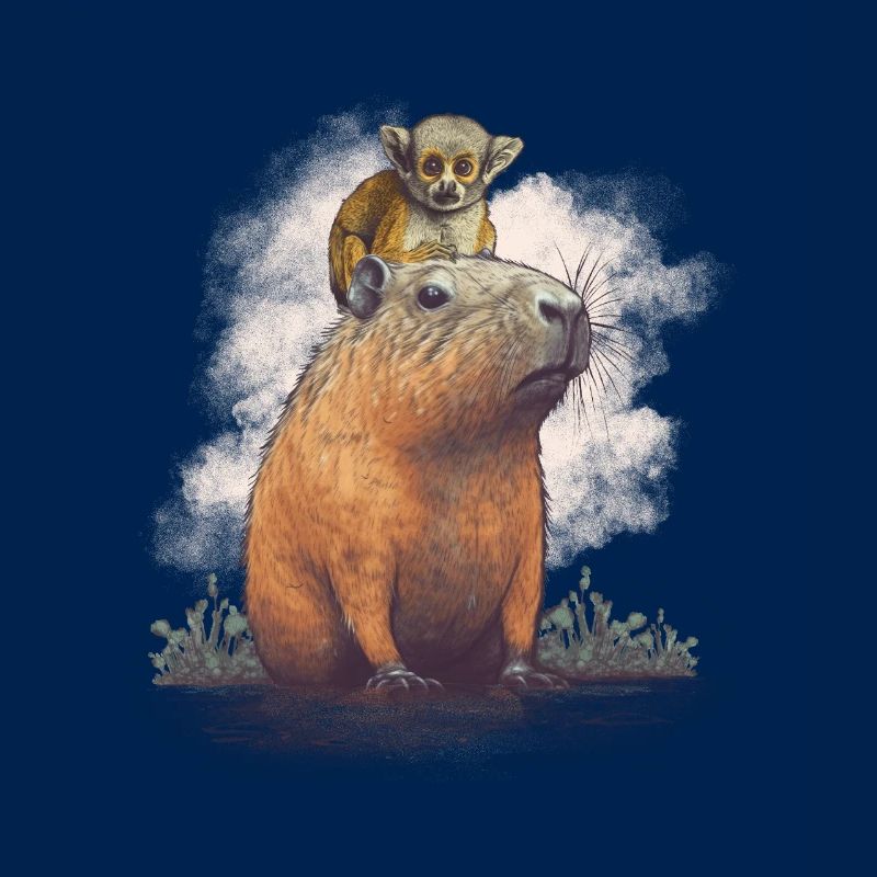 Capybara mit Affen