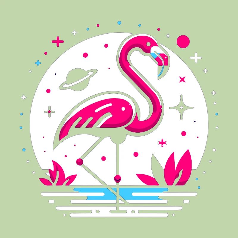 Flamant rose dans l’espace