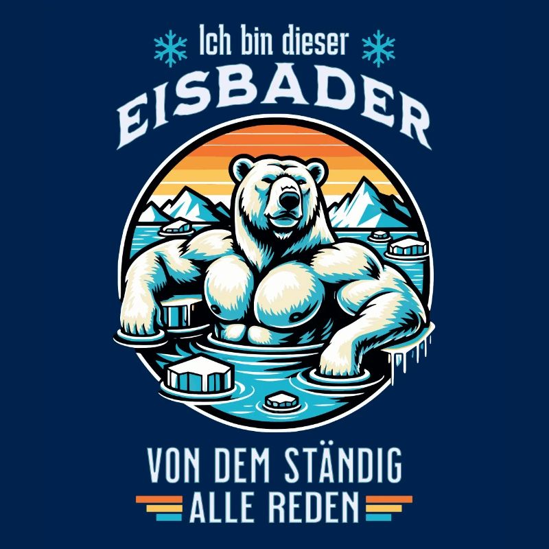 Der Eisbader Eisbär geht zum Winterschwimmen