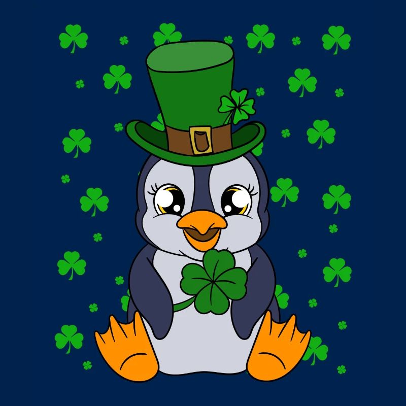 Manchot mignon Trèfle Saint-Patrick Pingouin