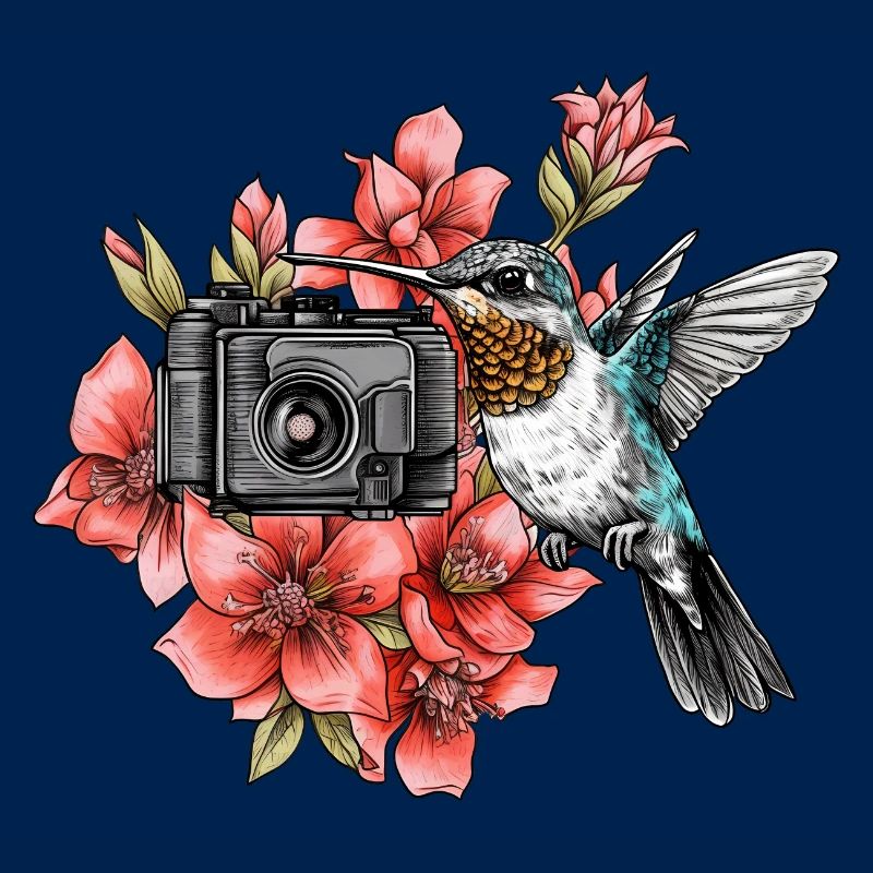 Colibri en fleurs avec caméra