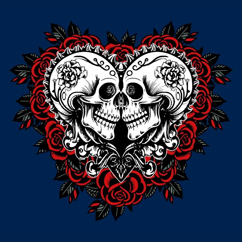 Gothic Totenköpfe in Herzform - Valentinstag