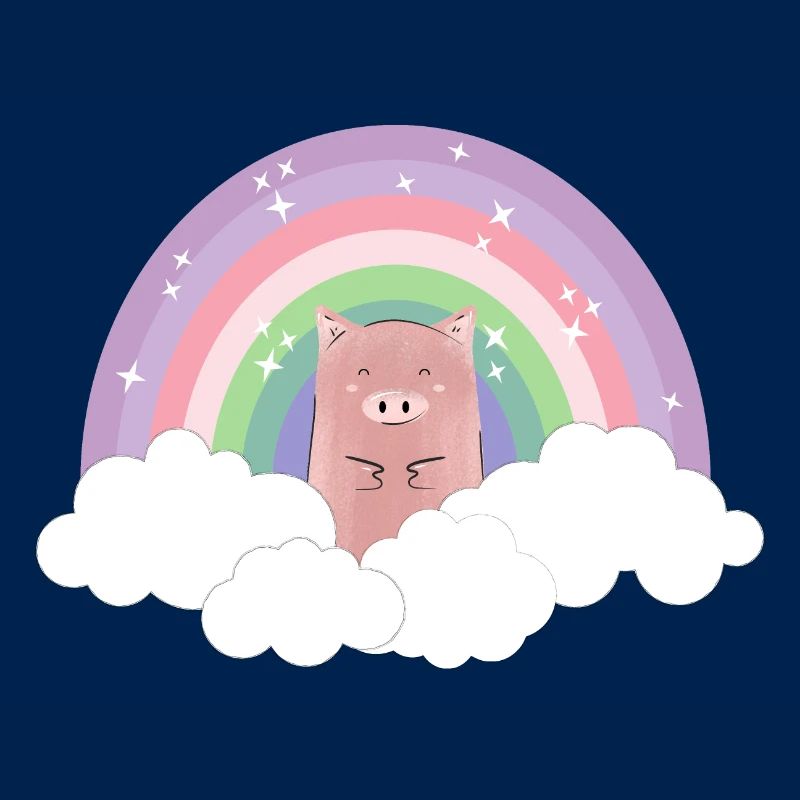 Rainbow Pig Pastel Colors Clouds Gift