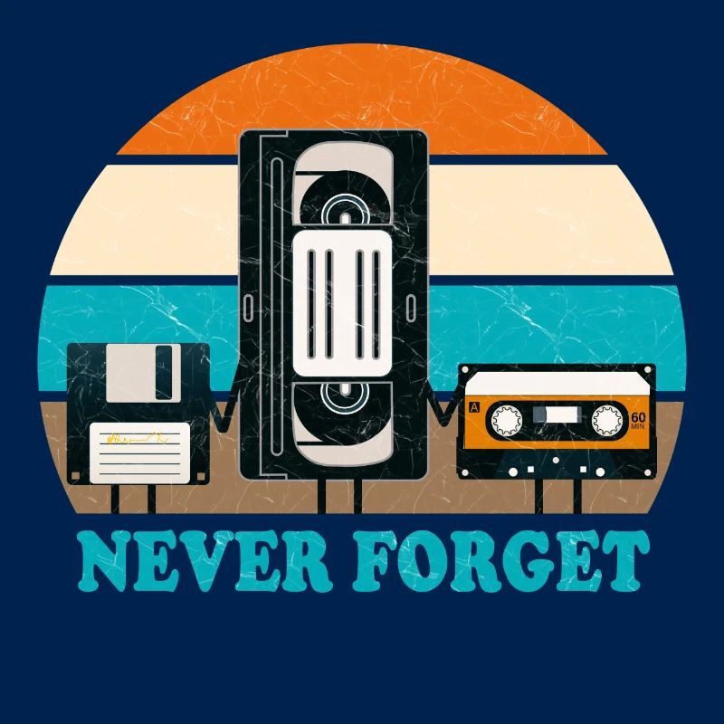 Never Forget - VHS, Cassette, Floppy Disc - Retro