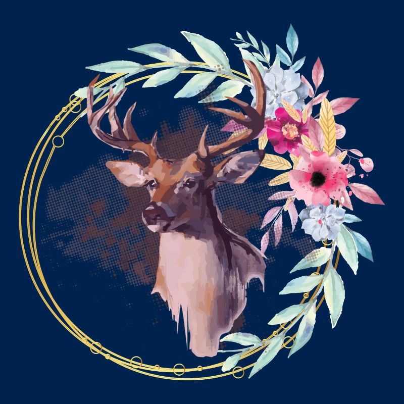Hirsch mit Blumen