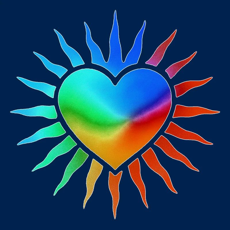 Rainbow Heart with Sun Rays