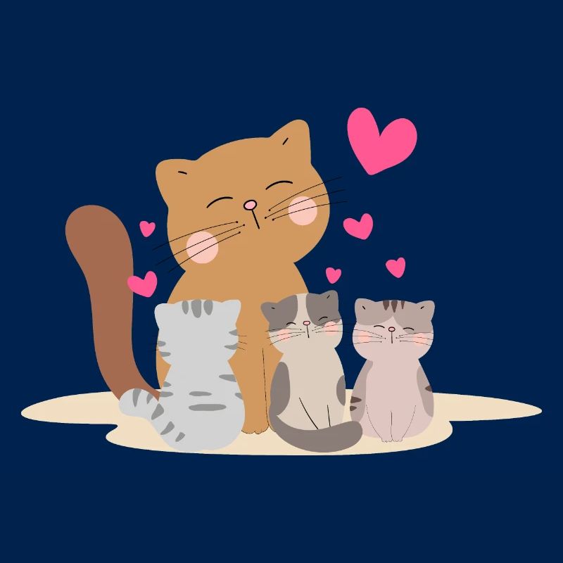Mutter Katze mit ihren Kätzchen mit so viel Liebe!