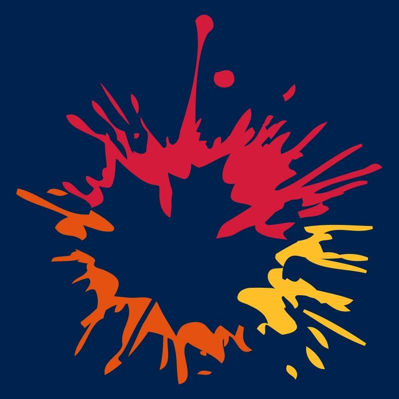 colorful blob drop paint splatter maple leaf he
