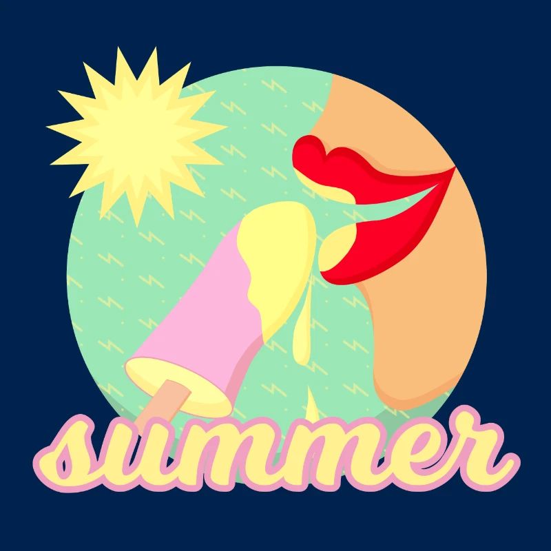 Sommer, Sonne, Eis - rote Lippen essen ein Eis