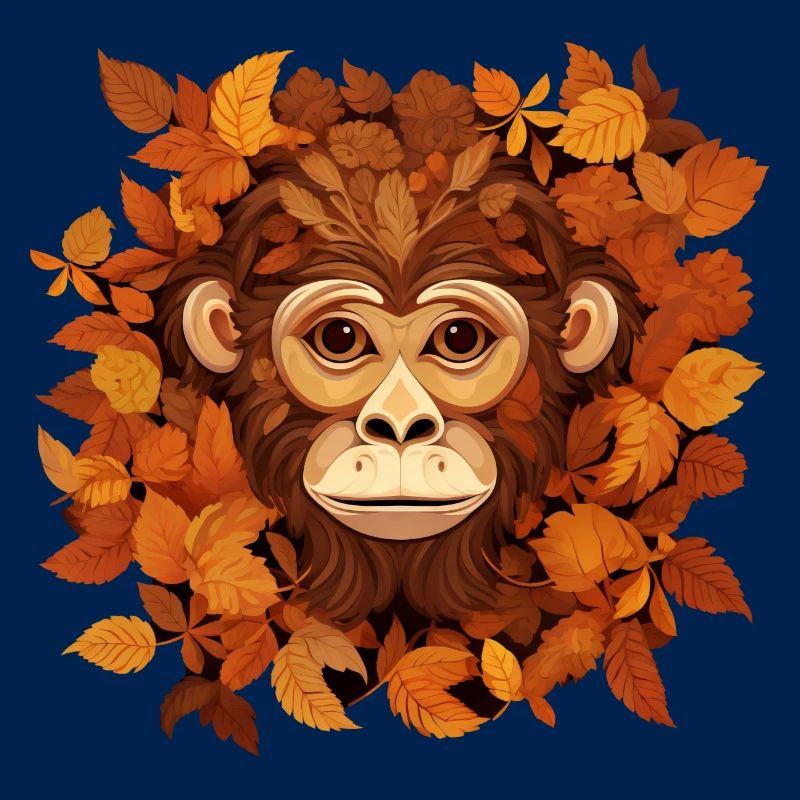 Herbstlicher Affe oder Schimpanse aus Blättern