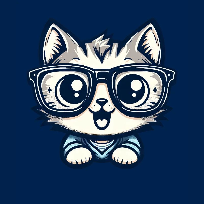 Niedliche Comic-Katze mit Nerd-Brille