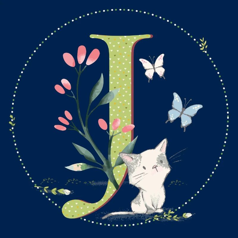 Lettre initiale J avec chat