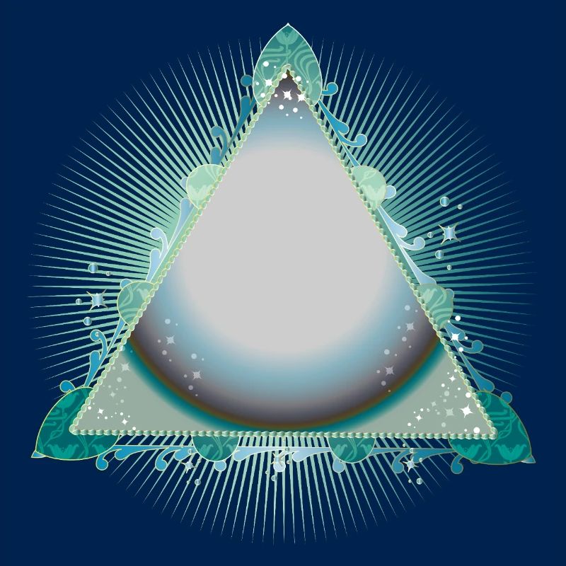 Mystical Triangle Frame in Turquoise with Ornaments