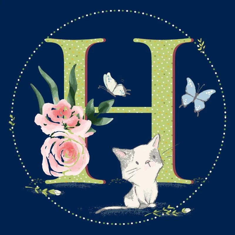 Lettre initiale A avec chat