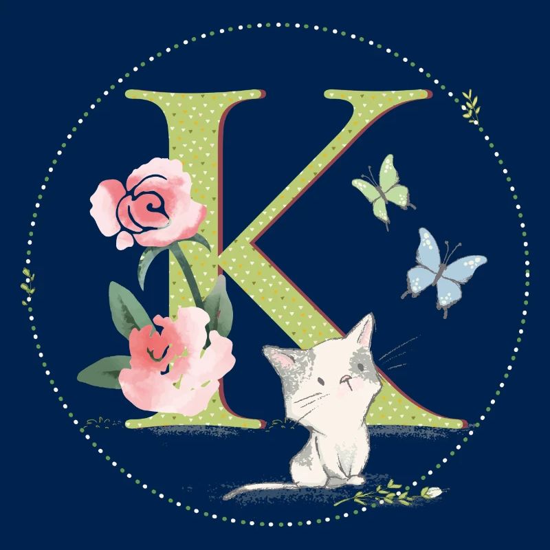 Lettre initiale K avec chat