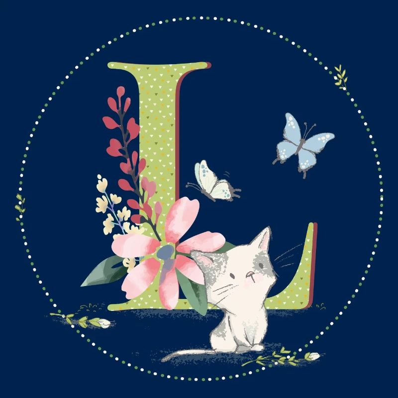 Lettre initiale L avec chat
