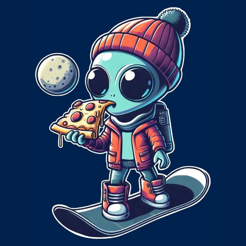 Mignon Comic Alien Snowboard Snowboarder
