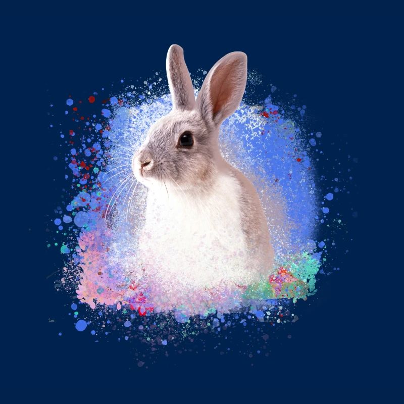 rabbit, rabbit, blue, graffiti, painting,
