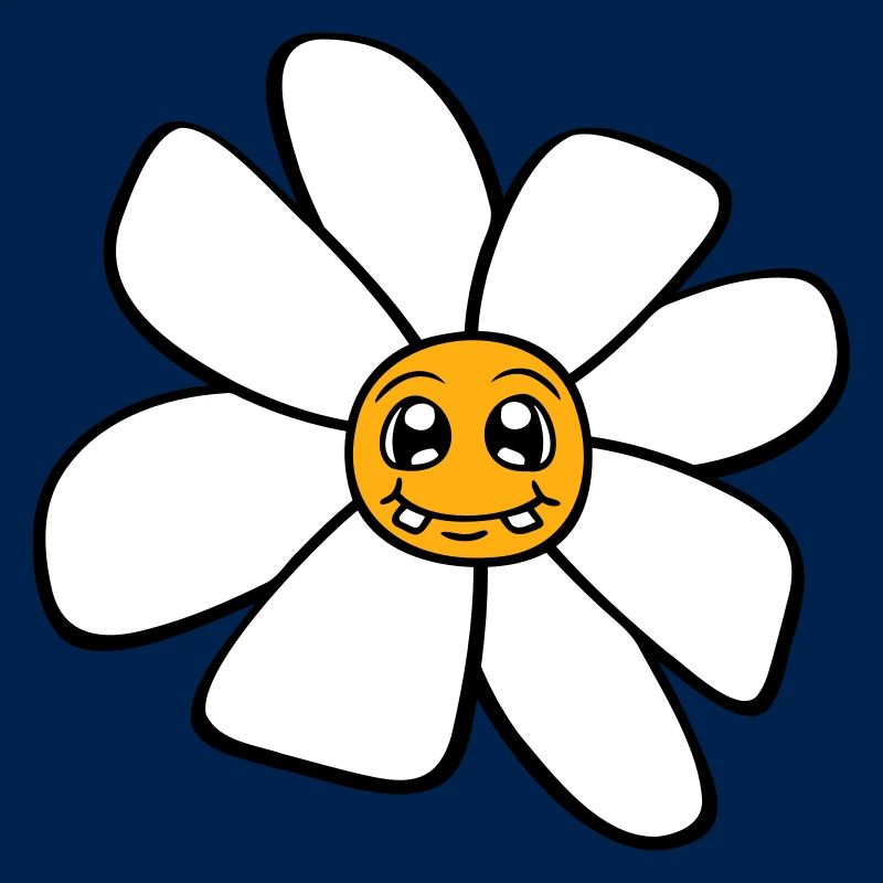 Petit drôle de fleur heureuse visage dessin animé