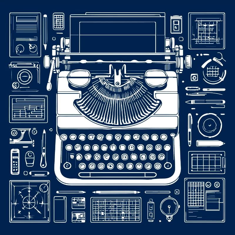 conception de wireframes de machine à écrire pour les amateurs de littérature