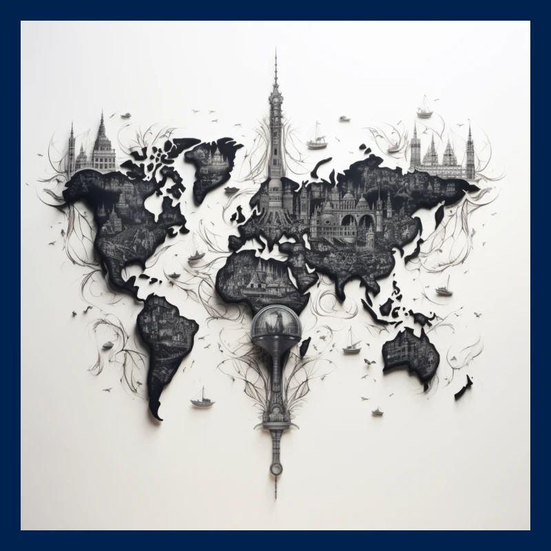 world map black and withe