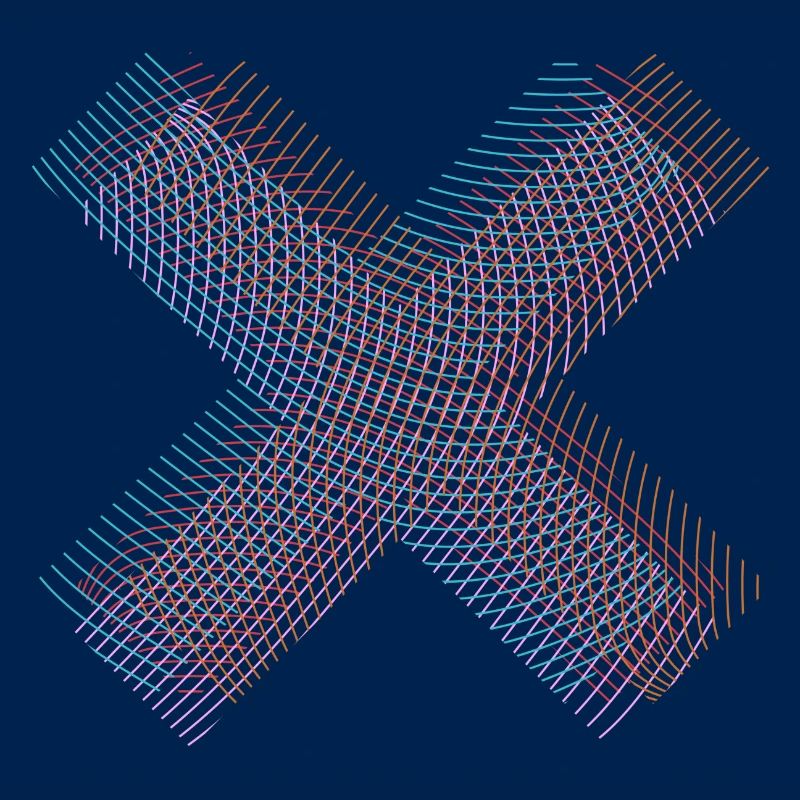 X cool avec différentes couleurs de lignes