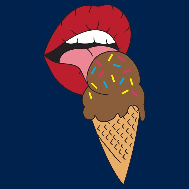 Rote Lippen die Eis schlecken Eiscreme