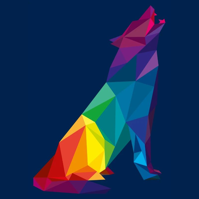 Wolf Polygon LowPoly - bunt