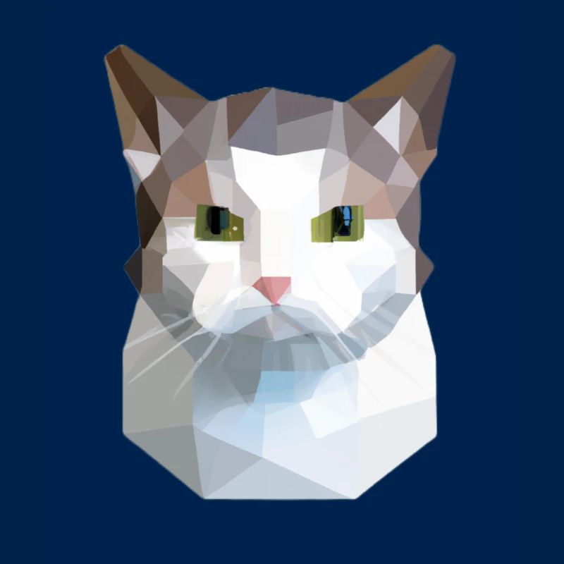 cat cute low poly cat white grey